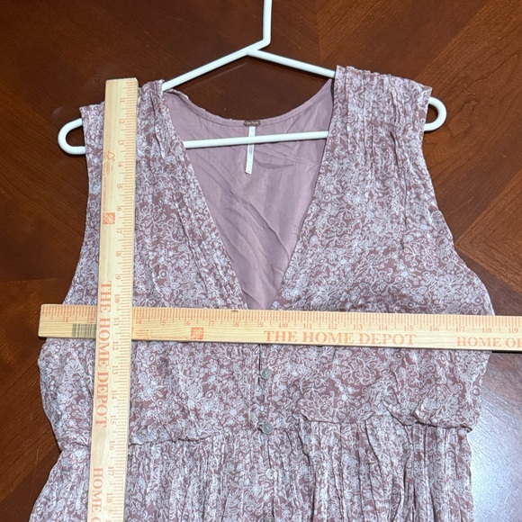 Free People my fair lady flowy Mauve Floral Maxi Dress Greek babydoll style - Picture 13 of 15